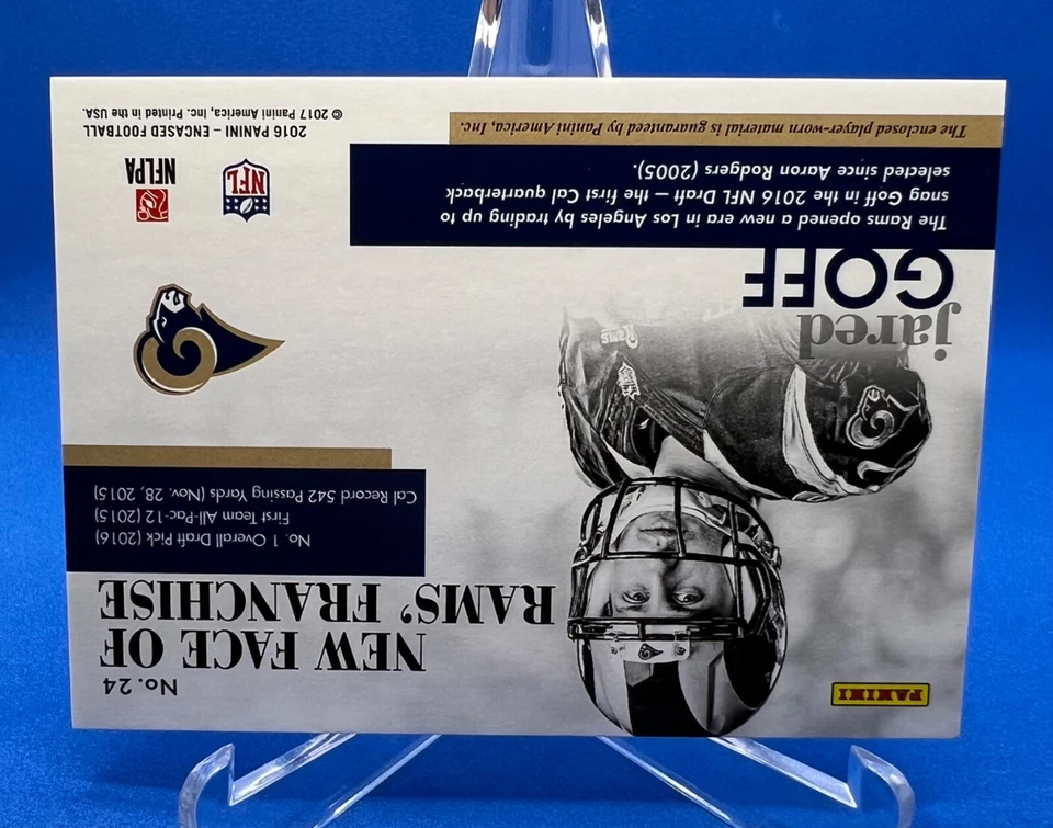 2016 panini encased Jared Goff RC Player Worn patch Super Rare only 30/49 beauty - Image 4 of 4