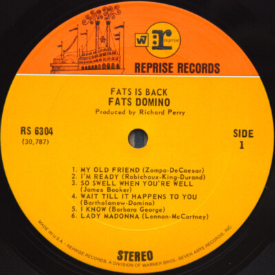 Fats Domino - Fats Is Back 1968 LP, Album, San Reprise Fats Domino - Fats Is Back 1968 LP, Album, San Reprise
