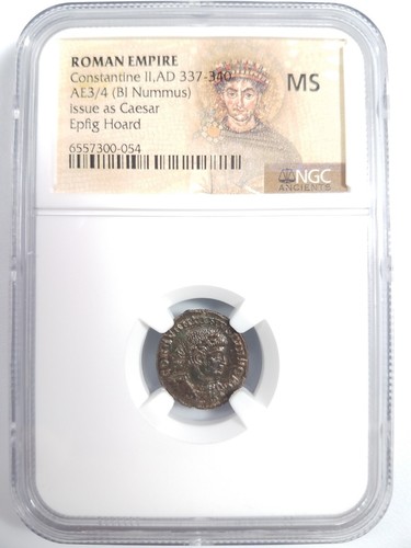 Constantino II Imperio Romano BI Nummus AE3/4 NGC MS Antiguo Epfig Tesoro Pedigrí - Imagen 17 de 19