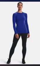 Under Armour Women's ColdGear Authentics Crew 1368701-400 (Sz S) Blue New