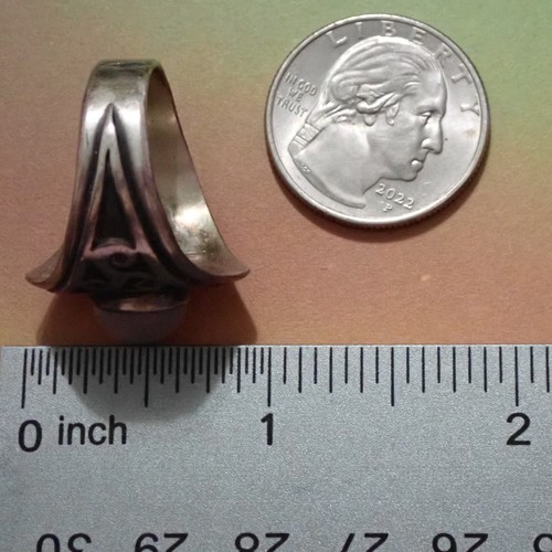 Anillo de cabina de piedra lunar ovalado talla 11 banda puntiaguda remolinos plata de ley 925 11,0 g - Imagen 6 de 8