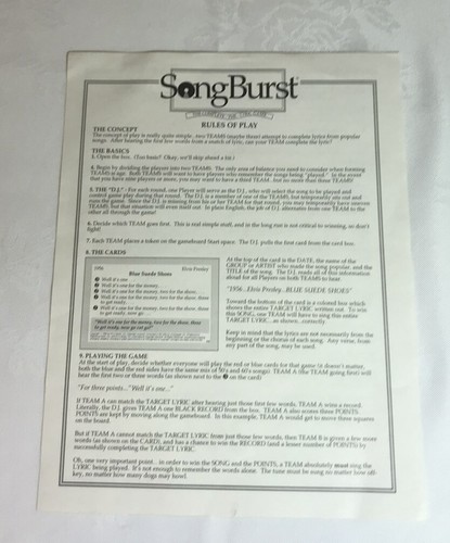 Juego de Mesa Song Burst Edición Años 50 y 60 - Hersch and Company 1990 - ¡Completo! - Imagen 11 de 11
