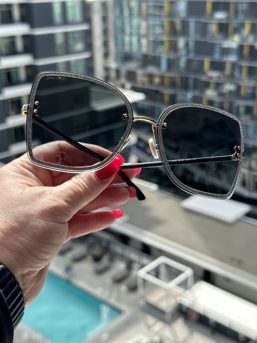 Jimmy Choo LETI/S 2M2 Black Gold Glitter Women Sunglasses