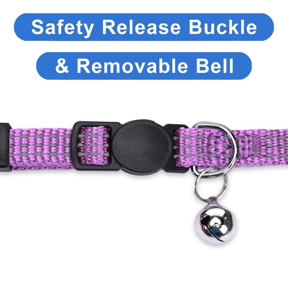 Cuello de gato reflectante ajustable con hebilla separable y campana Foto 4 de 4