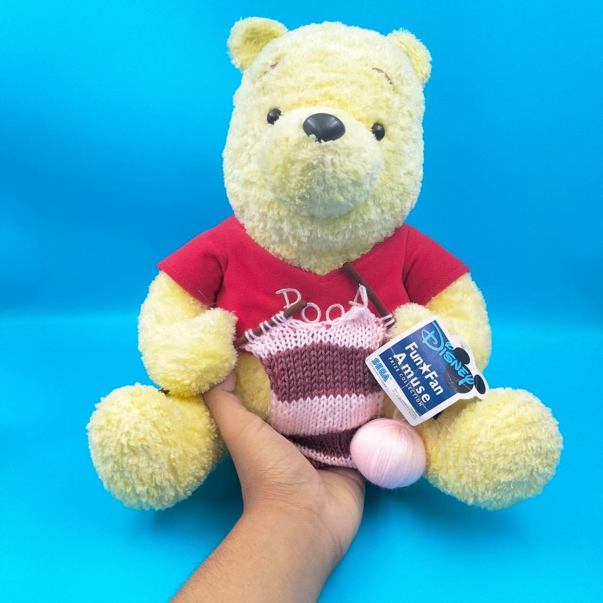 Winnie The Pooh Disney SEGA 2004 Pooh Knitting Plush 12
