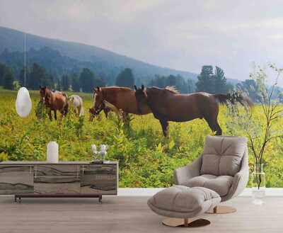 3D Horse Grassland Sky Landscape Wallpaper Wall Murals Removable Wallpaper 5