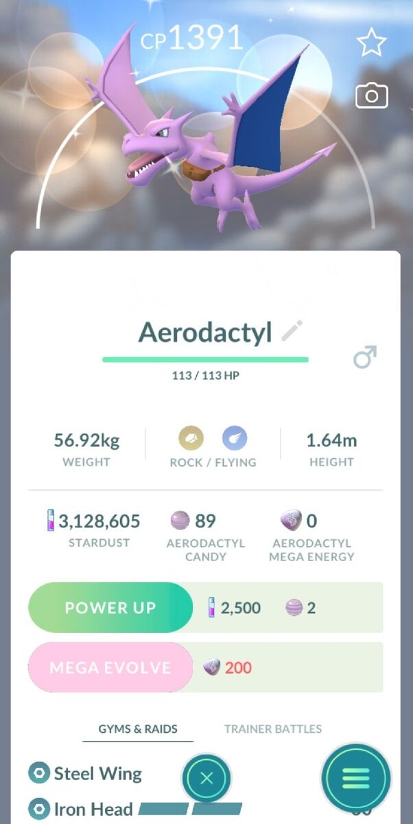 SHINY ✨ AERODACTYL W/SATCHEL!!! ✨ - PKMN GO!!! - NON REGISTERED