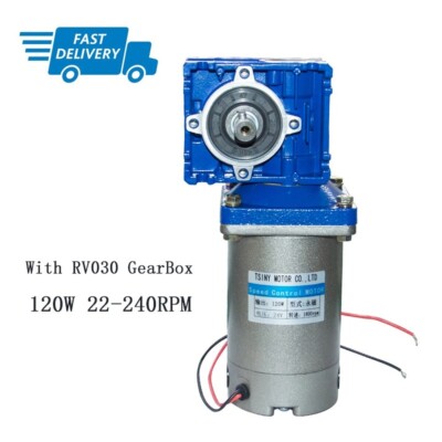 120W 12V 24V 90V DC Worm Gear Motor with RV030 Gearbox Speed Reducer High Torque