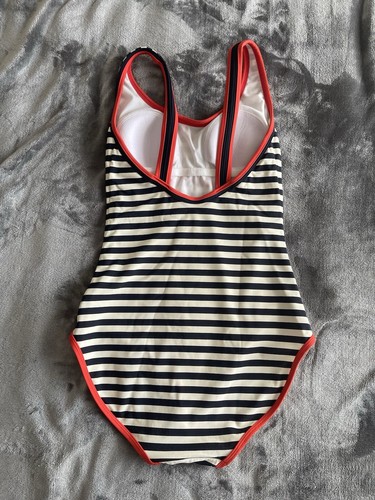 Boden One piece Swimsuit Navy White Red striped Jump In Size 6 Padded Nautical - Picture 8 of 10