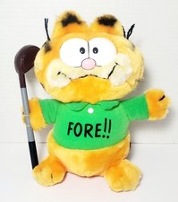 Vintage 1976-81 Garfield Golf Fore Plush Stuffed Animal Toy w/ Golf Club 9"
