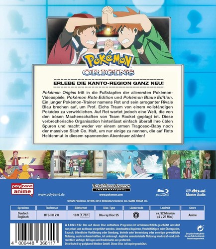 POKEMON ORIGINS - ZEIGER,CHRISTIAN/BÖSHERZ,KONRAD/STOEPEL,JULIA BLU-RAY NEU - Bild 2 von 2