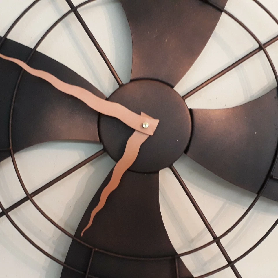 Metal Industrial Black Fan Copper Dust Rustic Vintage 3D Home Decor Wall clock - Image 2 of 4
