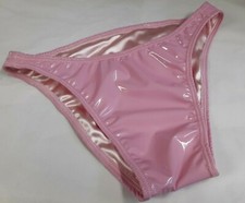 Men Shiny PVC Vinyl Swimsuit Underwear custom colors s m l or xl USA Pink