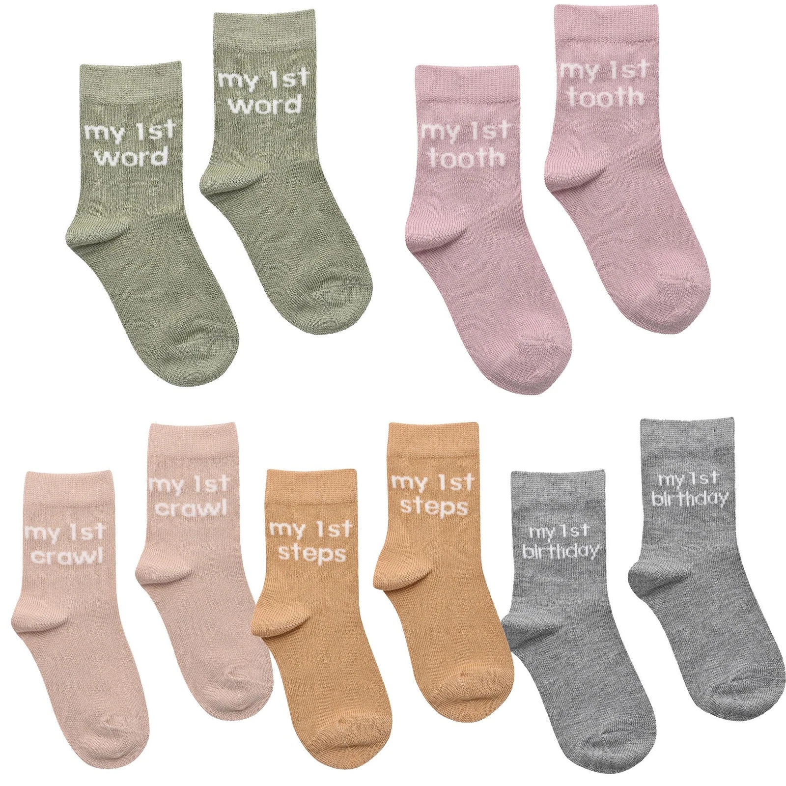 Bambino Baby Socks My First Milestones 6-12 Months Pack of 5 Pairs