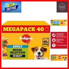 Pedigree Mixed Selection in Gravy 40 Pouches Adult Wet Dog Food Megapack 40x100g 5.25 per kilo