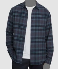 $225 Vince Men's Blue Westlight Plaid Button-Up Shirt Size M