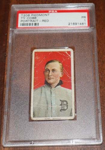 T206 PIEDMONT TY COBB RED PORTRAIT COMPLETE CARD GRADED PSA 1 SOLID CARD