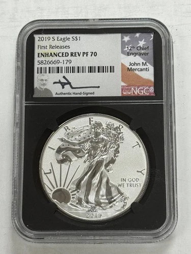 2019-S American Silver Eagles NGC PF-70 (Mercanti) ENHANCED REVERSE PROOF. RARE!