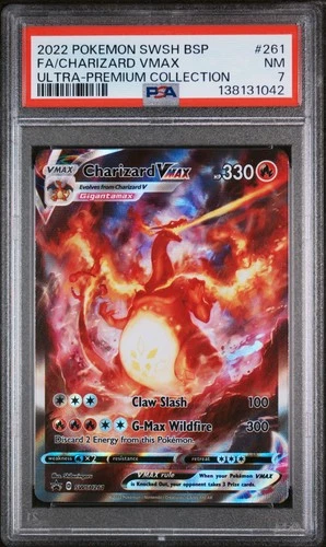 2022 POKEMON SWSH BLACK STAR PROMO #261 FULL ART/CHARIZARD VMAX PSA 7