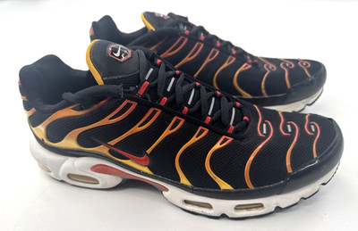 Nike Air Max Plus TN Tuned Men's Sneakers Black Orange Yellow Gradient Size 11