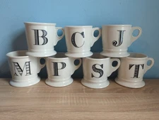 Anthropologie Coffee Mug Monogram Letter Initial - B C J M P S T - Shaving Cup