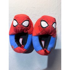 Marvel Spider-Man Kids Plush Slippers Red Blue Superhero House Shoes Size 9/10