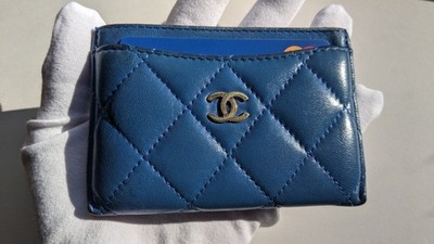 CHANEL Classic Card Holder Cobalt Blue Pillowy Plump Well- Defined Quilts GHW  