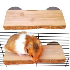 2Pcs Hamster Ledges Wooden Platform Rat Climb 5.9 2.6'', natural wood