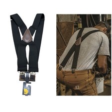 Carhartt Men's Black 2" Utility Suspenders 52" Length Heavy-Duty Clips NWOT