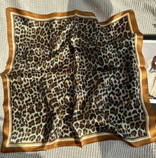 100 Mulberry Silk Square Neckerchief 65X65cm Shawl Scarf Wrap leopard Print new