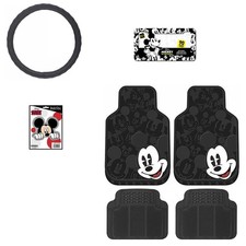 Mickey Mouse Face Car Floor Mats License Frame Covers Steer Cover Decal Peekaboo