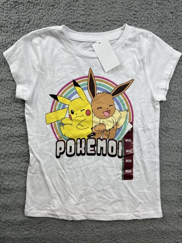 Girl's Size Medium (8) Pokemon Eevee & Pikachu Short Sleeve Graphic T-Shirt