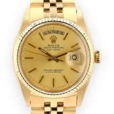 Rolex Men's Day-Date 1803 18KY Gold 36mm Champagne Index Fluted Jubilee Watch