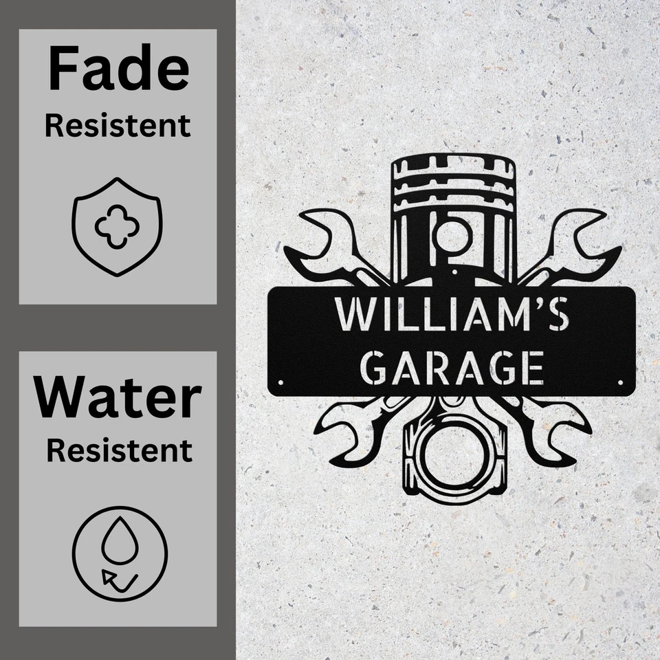 Personalized Garage Metal Wall Art Sign Custom Workshop Mechanic Repair Signs - Image 2 of 4