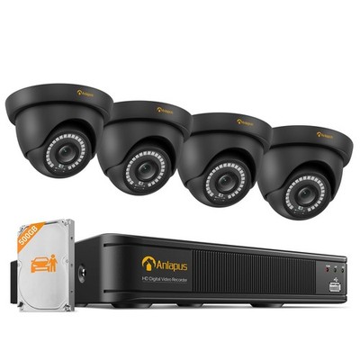 Anlapus 1080P CCTV Überwachungskamera Set Außen Schwarz IR Kameras mit BNC Kabel