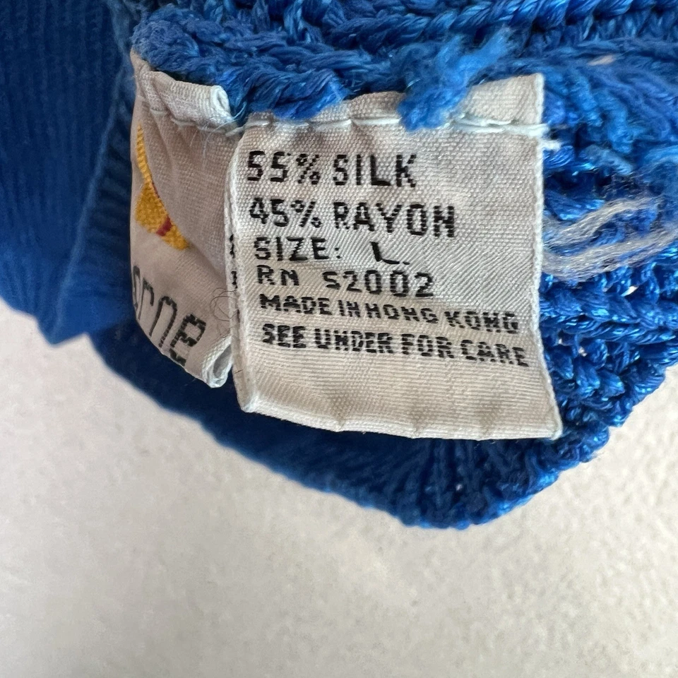 Top tejido Liz Claiborne de colección para mujer L azul seda rayón recortado años 80 90 Foto 4 de 4