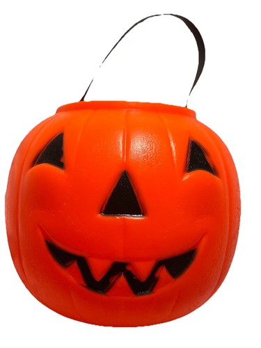 VTG 1960s Empire Blow Mold Plastic Halloween PUMPKIN JACK O'LANTERN Candy Bucket
