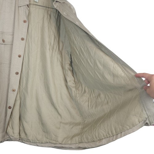 Vintage Tommy Bahama Mens 100% Silk Long Sleeve Quilt Lined Shacket Sz Large Tan - Picture 5 of 10