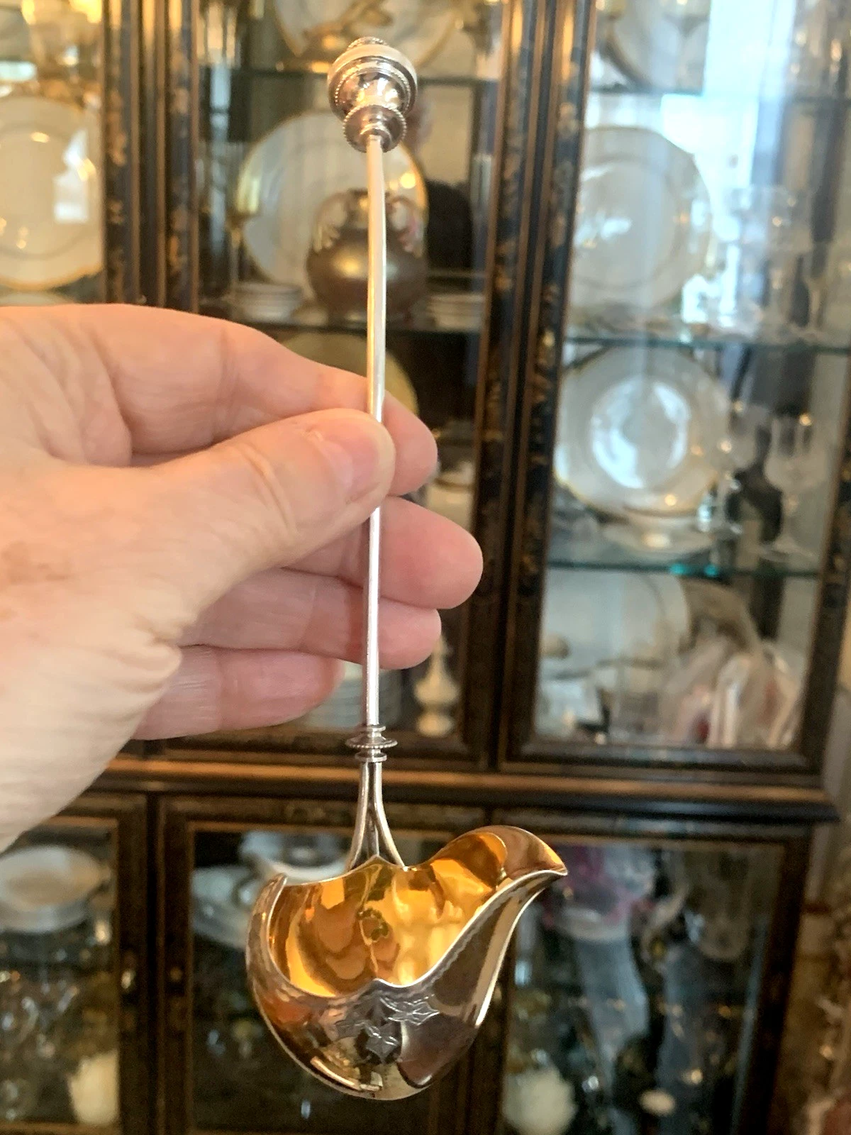 Antique Art Nouveau Sterling Silver Sauce Gravy Ladle Whiting, 1870's