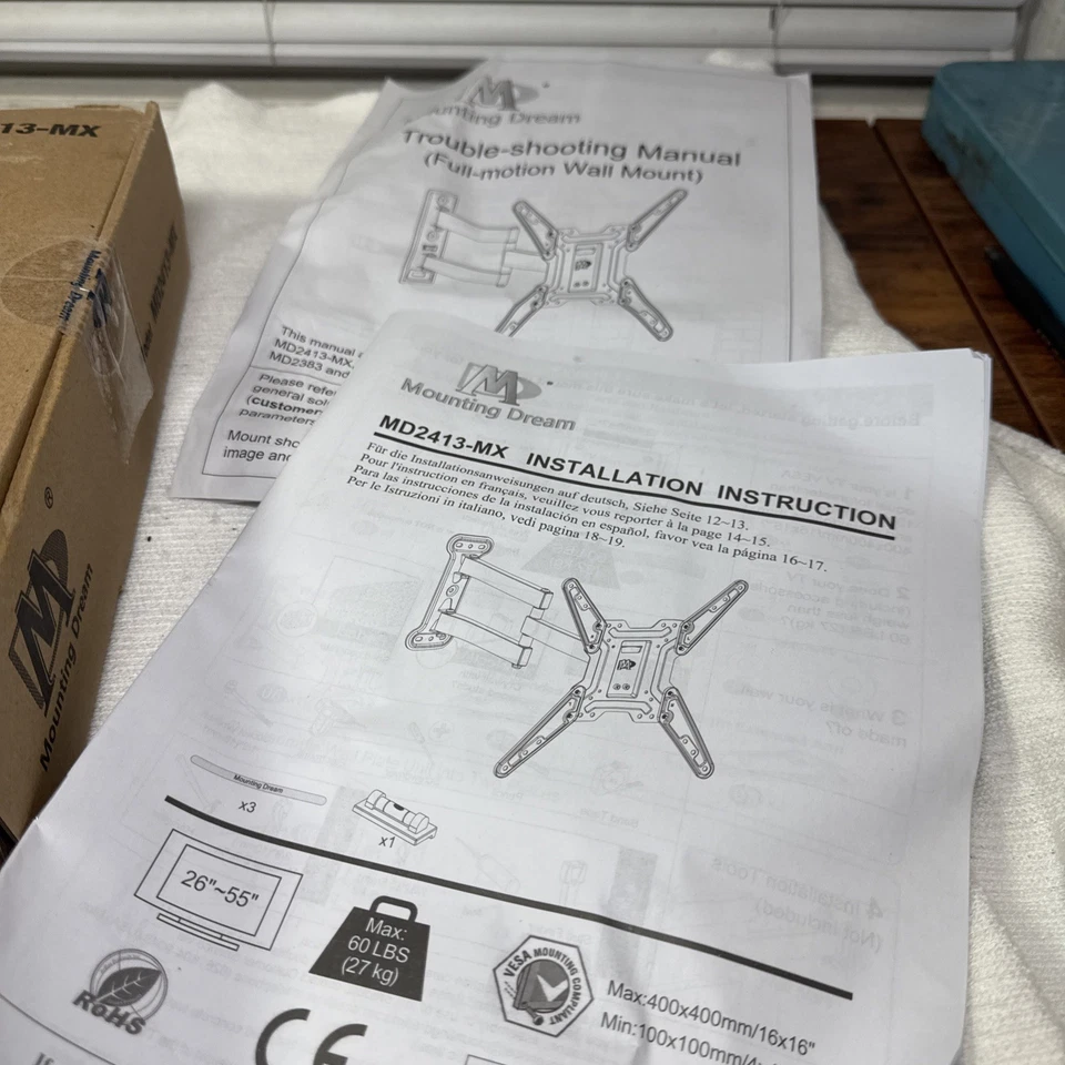 Montaje en pared Dream Full Motion TV para la mayoría de los televisores de 26-55 pulgadas Foto 3 de 4