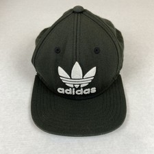 Adidas Hat Cap Youth Fit Black Snap Back White Embroidered Logo