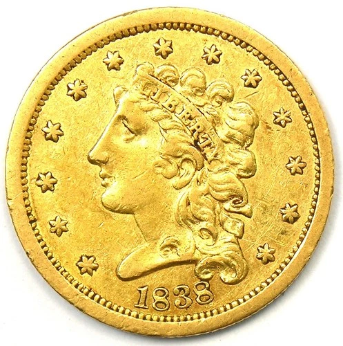 1838 Classic Gold Quarter Eagle $2.50 Coin - Choice XF / AU Detail - Rarer Date!