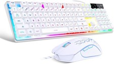 Stylish White RGB LED Backlit Keyboard Gaming Mouse Combo - Ergonomic Design
