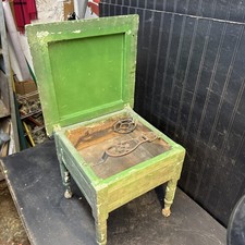 Antique Wood Shoe Shine Box Foot Stool Storage Chest 15 X15 X 13