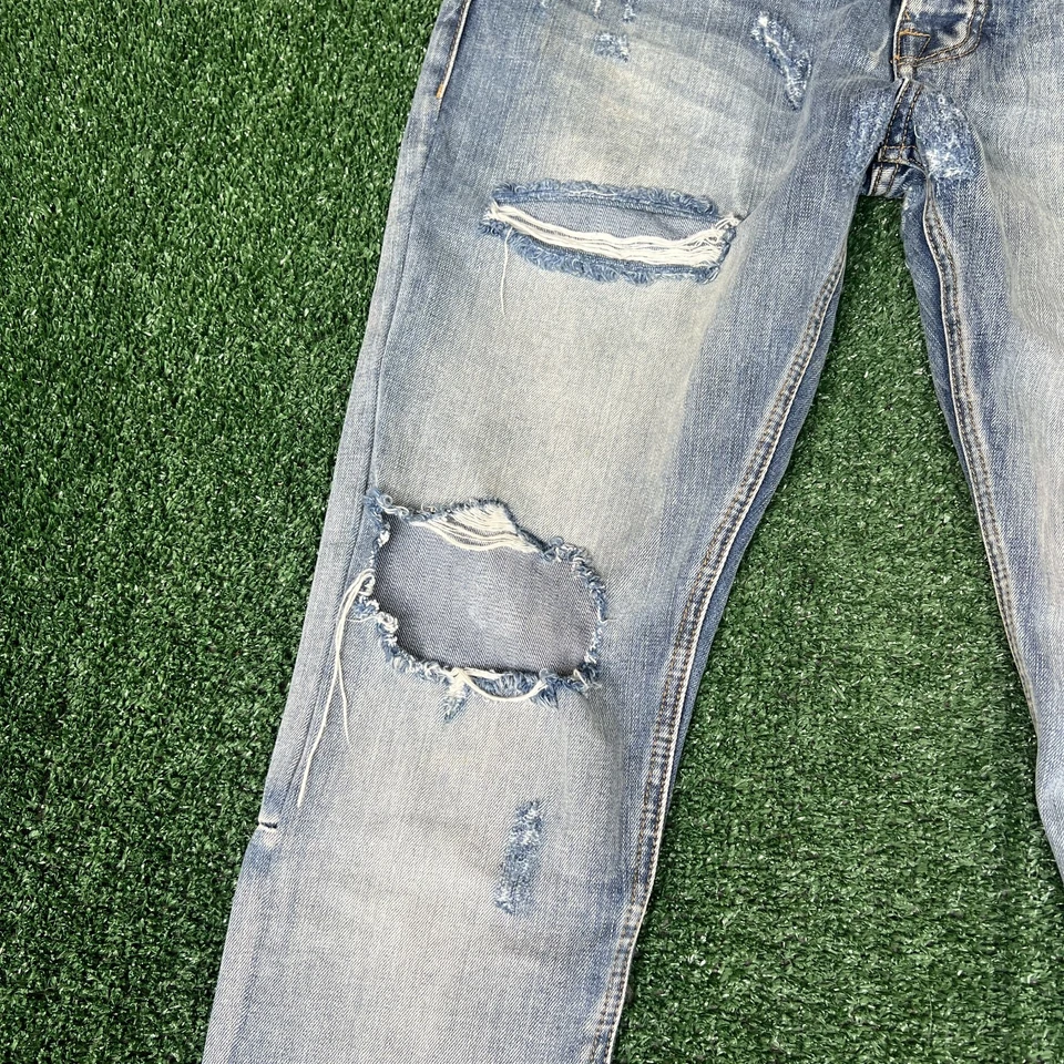 Pantalones de mezclilla Fear of God para hombre 34x34" azules desgastados ajustados cremallera al tobillo cuarta colección Foto 2 de 4