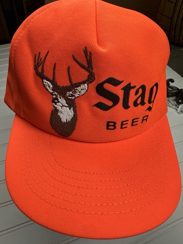 Vintage Hirsch Bier Trucker Cap SnapBack Hunter Orange