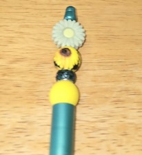 Handmade Beaded Green Sunflower Silicone Crystal Beads Pen