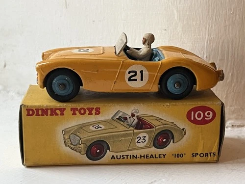 Vintage Dinky Toys 109 Austin Healey 100 Sports Gold Used Boxed