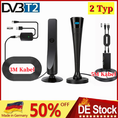 4K Rewave TV-Antenne 2025/2026 - 360° Empfang,Verstärker, Plug & Play,3/5m Kabel
