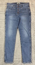 Madewell Women  s 10  High Rise Skinny Button Fly Jeans Sz 30 Stretch Medium Wash